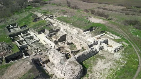 Drone view over Deultum .An ancient city and bishopric in Thrace. Stock Footage 268693160
