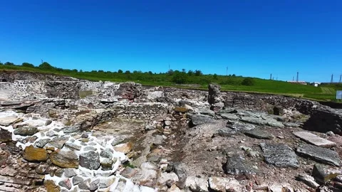 Drone view over Deultum .An ancient city and bishopric in Thrace Video stock 283999733