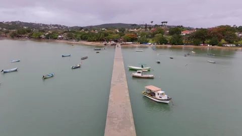 Drone View Over Ferradura Beach Buzios Vídeo Stock 345099601