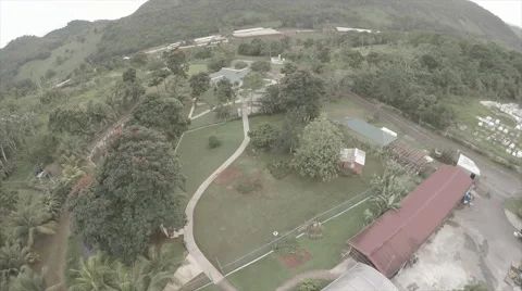 Drone view over garden compound Stock Footage 62526595