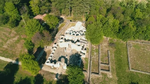 Drone view over Great Preslav (Veliki Preslav), Vídeo Stock 138708273