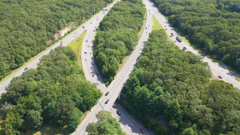 Drone view over highway - I95, Traffic, Environment, Cars Video stock 250173311