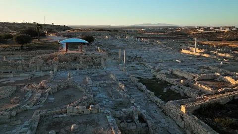 Drone view over the Kourion archaeological ruins in Cyprus. Stock Footage 341552614