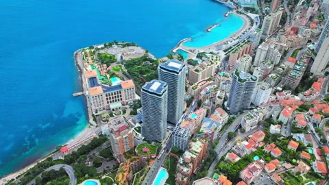 Drone view over Monaco and the French Riviera coastline. Stock Footage 344450499