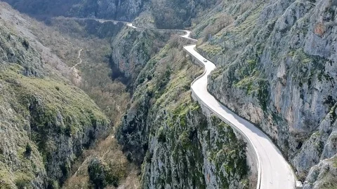 Drone view over a mountain road Stock Footage 114749070