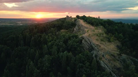 Drone view over Paleokastro archaeological site in Sakar  near Topolovgrad Видео 230463254