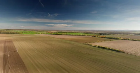 Drone view over patchwork farm fields, Czech Republic Vídeos de archivo 327721647