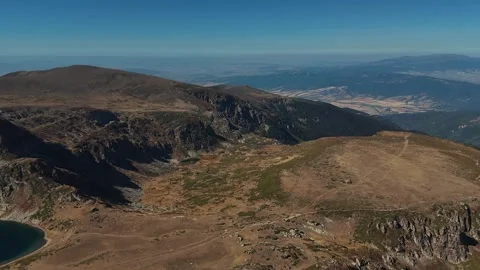 Drone View Over Rocky Terrain and Alpine Lakes Video stock 318426598