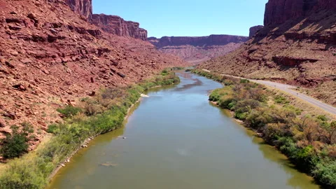 Drone view over rugged Utah landscape Stock Footage 285570614