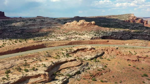 Drone view over rugged Utah landscape Stock Footage 285571151
