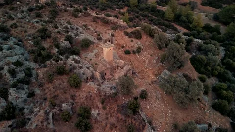 Drone view over Ruins of ancient Lycian city of Xanthos , Kinik, Turkey Stock Footage 231240481