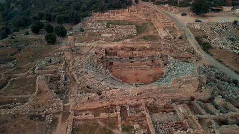 Drone view over Ruins of ancient Lycian city of Xanthos , Kinik, Turkey Video stock 231240580