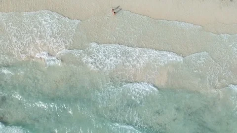 Drone View Over Sandy Coast Near Island Seas Beach, Grand Bahama Stock Footage 101589416
