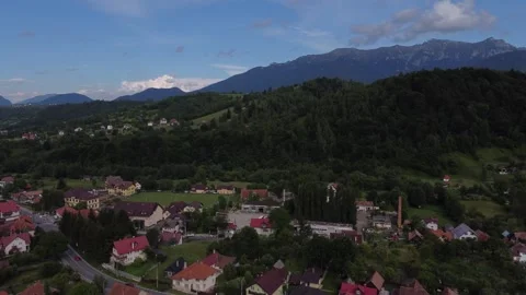 Drone view over a small town in the mountains Video stock 277161284