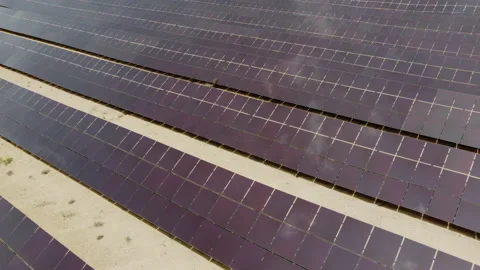 Drone view over solar panels in a solar power station in Spain Stock Footage 196608848