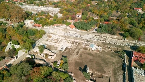 Drone view over Stratonikeia Ancient City in Eskihisar, Mugla, Turkey.	 Stock Footage 231244743