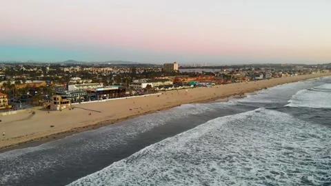 Drone view of Pacific beach San Diego Video stock 130225220