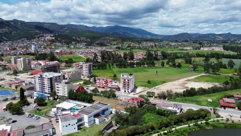 Drone View of Paipa Cityscape in Boyaca Colombia Stock Footage 321506131