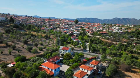 Drone view of Pano Lefkara in Cyprus. Stock Footage 341550969