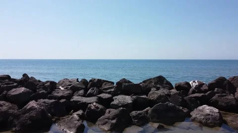 Drone view. Panoramic landscape of the sea. Sabaudia, Italy. Stock Footage