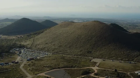 Drone view, panoramic view of Saebyeol Oreum in Jeju Island. Stock Footage 118639317