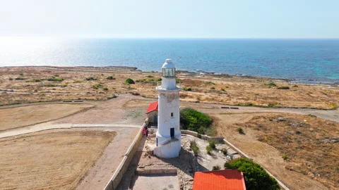 Drone view of Paphos Lighthouse in Cyprus. Stock Footage 341672698
