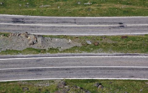 Drone view of parallel roads at Transfagarasan Stock Photos