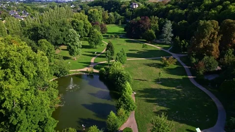 Drone view of Parc des Ondines in Changé, France. Aerial forward 库存影片 318065783