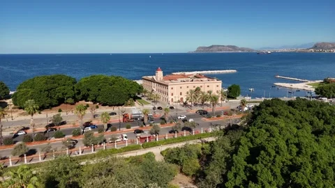 Drone view of parc in Palermo Sicily Italy Stock Footage 345203343