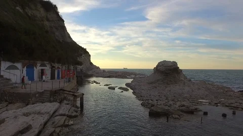 Drone view of Passetto Beach at sunset Stock Footage 113031557