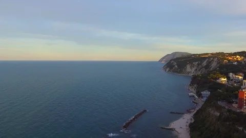 Drone view of Passetto Beach at sunset Stock Footage 113034652