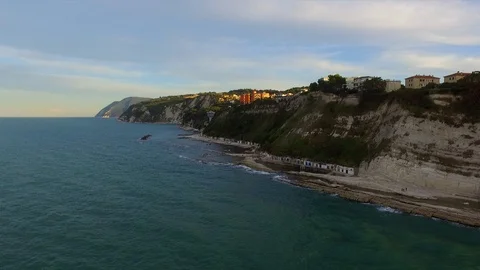 Drone view of Passetto Beach at sunset Stock Footage 113036607