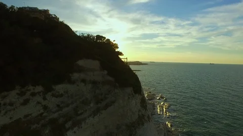 Drone view of Passetto Beach at sunset Stock Footage 113037534