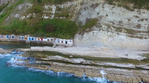 Drone view of Passetto Beach at sunset Stock Footage 113041561