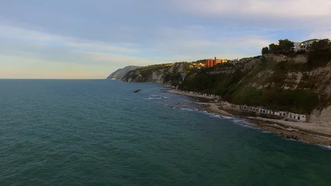 Drone view of Passetto Beach at sunset Stock Footage 113044823