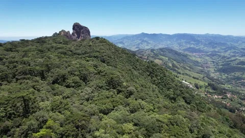 Drone View of Pedra do Bau in Sao Bento do Sapucai on Sunny Day Stock Footage 321944529