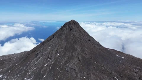 Drone View of People Standing on Pico Mountain, in Portugal Stock Footage 341960787