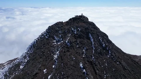 Drone View of People Standing on Pico Mountain, in Portugal 動画素材 341960909