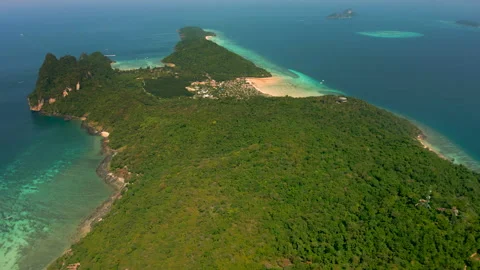 A drone view of Phi Phi Island. The Amazing Beauty of Thai Stock Footage 232694699