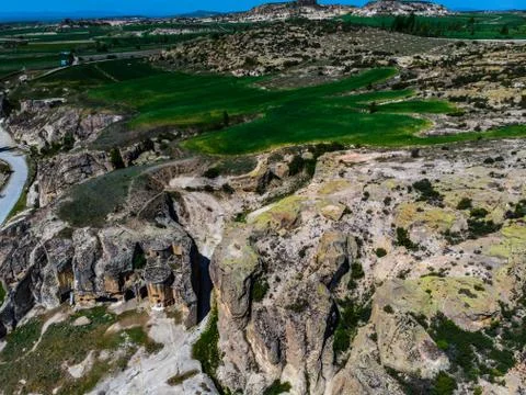 Drone view to the Phrygian valley Stock Photos