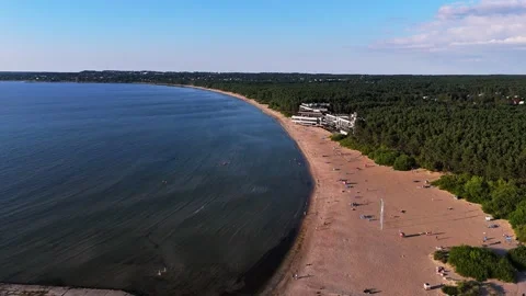 Drone View of Pirita Beach and Baltic Sea Coastline in Tallinn, Estonia Stock Footage 320477864