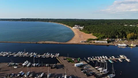 Drone View of Pirita Beach and Marina, Tallinn - Scenic Baltic Coastline Stock Footage 320564985