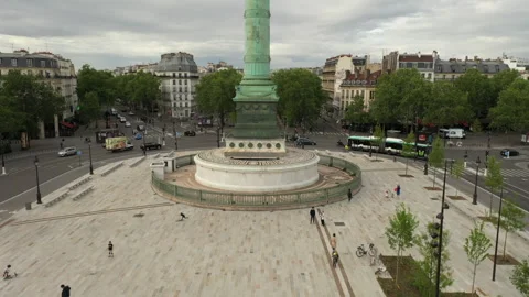 Drone view, Place de la Bastille, Paris Vidéo 272781975