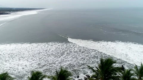 Drone view of Playa Las Flores, El Salvador, slow motion Stock Footage 167598778