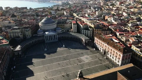 Drone view of Plebiscito central square and the castle of Sant'Elmo Naples Italy Stock Footage 222094817