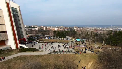 Drone View of Pleven Panorama on Third of March 2019, Bulgaria Stock Footage 323061719