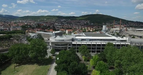 Drone view of the Polydôme in Clermont-Ferrand, France Stock Footage 131832300