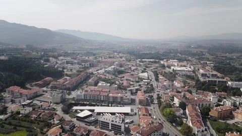 Drone View of Ponte de Lima Residential Buildings and Houses Stock Footage 341710540