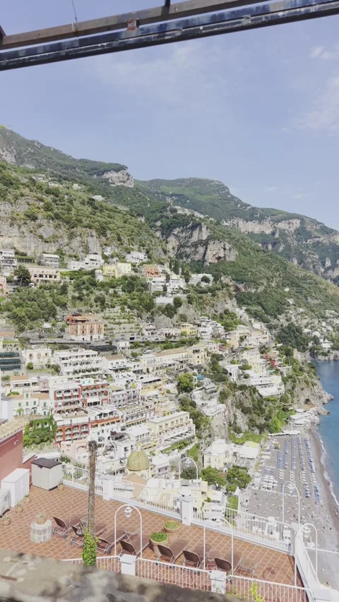 Drone View of Positano Cliffside Town on Amalfi Coast Italy Vidéo 334682942