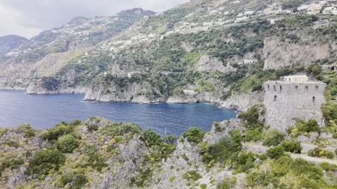 Drone View of Positano Coast and Mediterranean Sea Italy Vidéo 334723886
